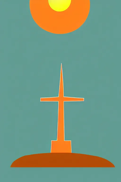 Image similar to minimalist boho style art of colorful christo redentor at sunrise, illustration, vector art