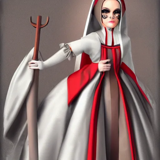 Image similar to female character design inspired by venice carnival and nun outfit, concept art, smooth