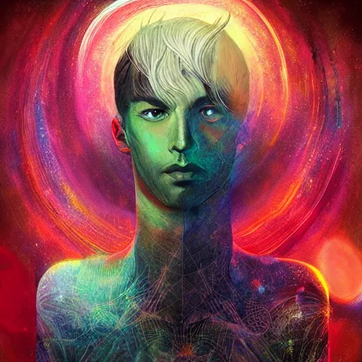 Prompt: a powerful psychic man emitting psychic powers, by anna dittmann,