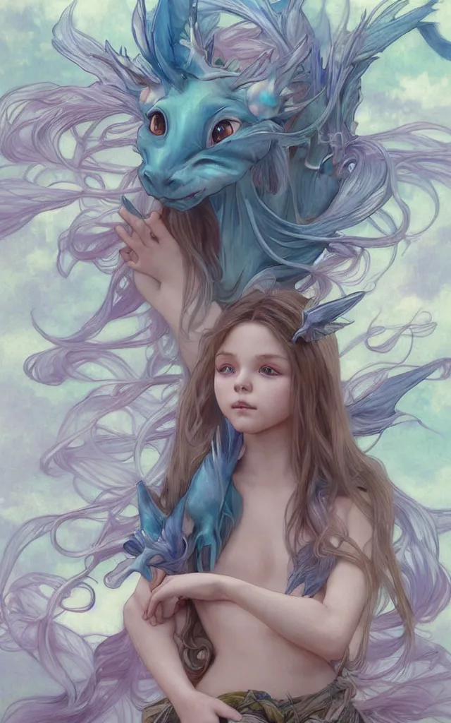 Image similar to Vaporeon Gajinka small human girl , highly detailed, digital pencil painting, human with animal features , hyper realistic, sharp focus, illustration, art by artgerm and greg rutkowski and alphonse mucha