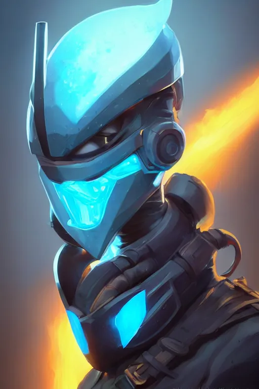 Image similar to epic mask helmet robot ninja portrait stylized as fornite style game design fanart by concept artist gervasio canda, behance hd by jesper ejsing, by rhads, makoto shinkai and lois van baarle, ilya kuvshinov, rossdraws global illumination radiating a glowing aura global illumination ray tracing hdr render in unreal engine 5