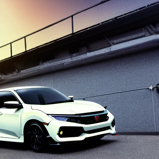 Image similar to incredible digital painting of a honda civic, black, mk 1 0 license plate, stealth, night mode, spoiler, lights, custom exhaust, wing mirrors, carbon fibre, valance splitter, sports, wheel spacers, japanese, power, sleek, electric, petrol, high detail, 8 k resolution