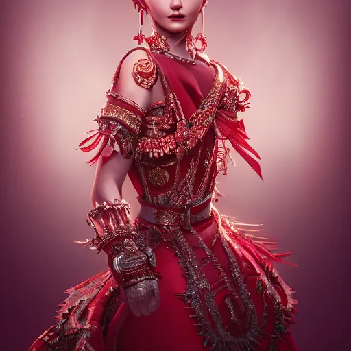 Image similar to portrait of wonderful princess of ruby with fair skin, ornate 8 k gorgeous intricate detailed, accent lighting, dramatic light, octane render