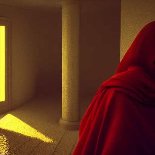 Image similar to colour aesthetic highly detailed photography scene, characters with hyperrealistic highly detailed faces. from dune ( 2 0 2 1 ) by alejandro hodorovski and denis villeneuve and gregory crewdson style with many details by andrei tarkovsky and caravaggio in sci - fi style. volumetric natural light hyperrealism photo on red dsmc 3 system