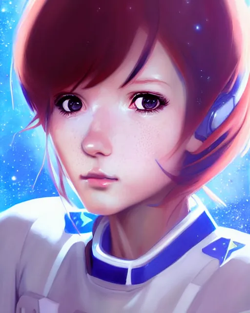 Prompt: portrait Anime space cadet girl Anna Lee Fisher anime cute-fine-face, pretty face, realistic shaded Perfect face, fine details. Anime. realistic shaded lighting by Ilya Kuvshinov Giuseppe Dangelico Pino and Michael Garmash and Rob Rey, IAMAG premiere, aaaa achievement collection, elegant freckles, fabulous, daily deviation, annual award winner