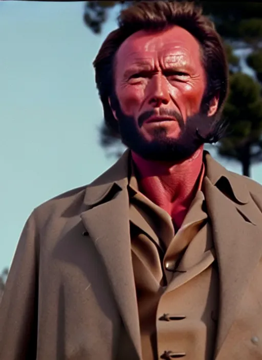 Image similar to film still of kim kardashian as clint eastwood in the movie a fist full of dollars, full-shot, 4k