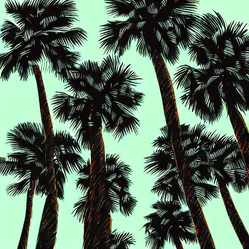 Image similar to palm trees by andy warhol, digital art, trending on artstation