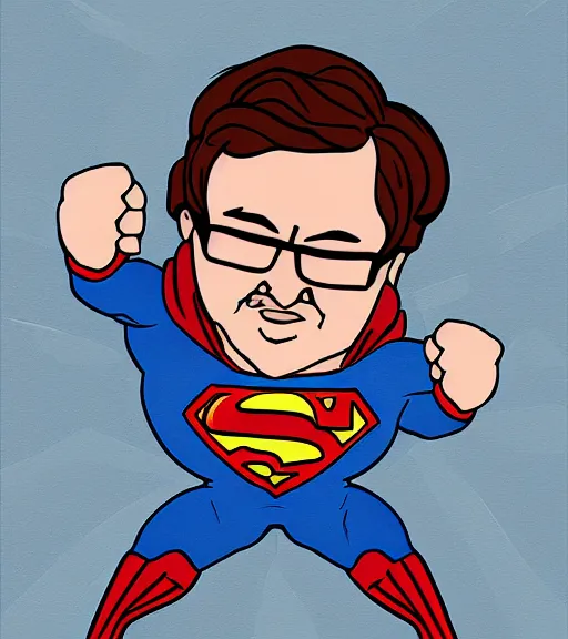 Image similar to gabe newell as a superman, digital paint