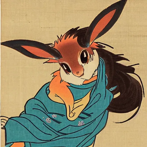 Image similar to Beautiful Ukiyo-e painting of an Eevee