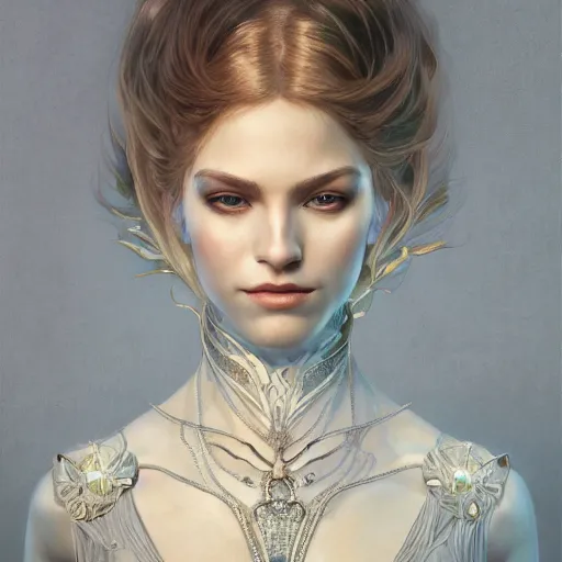 Image similar to full body portrait of a terrible beautiful girl, d & d, fantasy, intricate, elegant, highly detailed, digital painting, artstation, concept art, smooth, sharp focus, illustration, art by artgerm and greg rutkowski and alphonse mucha, symmetry, octane render, clean line