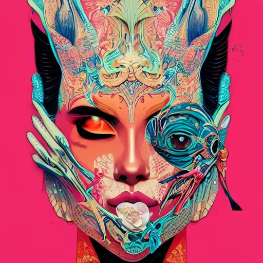 Image similar to Tristan Eaton, victo ngai, artgerm, Lofi dragon lady portrait