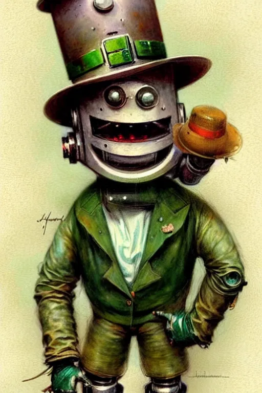Image similar to ( ( ( ( ( 1 9 5 0 s robot leprechaun. muted colors. ) ) ) ) ) by jean - baptiste monge!!!!!!!!!!!!!!!!!!!!!!!!!!!!!!