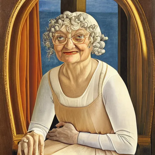 Image similar to oil Painting of Estelle Getty by Botticelli