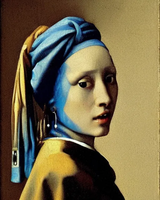 Image similar to Girl with a Pearl Earring By Johannes Vermeer painting by Hieronymus Bosch