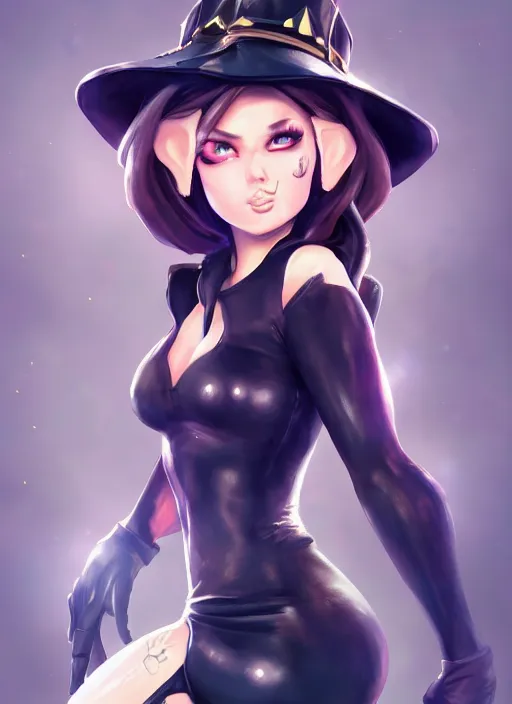 Image similar to caitlyn from league of legends, wearing black dress police hat, pearl skirt, hyper detailed, digital art, trending in artstation, cinematic lighting, studio quality, smooth render, unreal engine 5 rendered, octane rendered, art style by klimt and nixeu and ian sprigger and wlop and krenz cushart