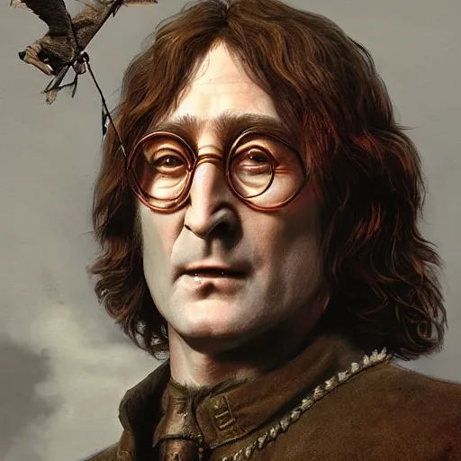 Image similar to john lennon as buffalo bill silence of the lambs, ultra realistic, concept art, intricate details, highly detailed, photorealistic, octane render, 8 k, unreal engine, art by frank frazetta, simon bisley, brom