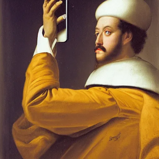 Prompt: portrait of Dom Pedro I taking a selfie