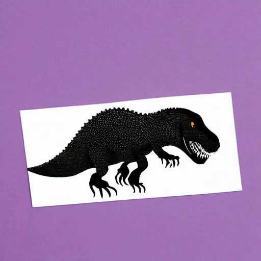 Prompt: a die - cut sticker of a t - rex on a white background, black and white