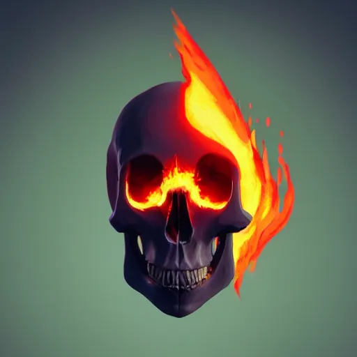 Image similar to A stunning profile of a symmetrical skull on fire Simon Stalenhag, Trending on Artstation, 8K