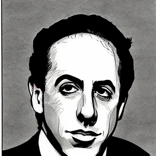 Image similar to jerry seinfeld, portrait, by guido crepax