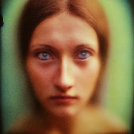 Image similar to portrait of a very beautiful!!!! woman! symmetric face, petzval lens. featured on flickr, art photography, photo taken with provia, photo taken with ektachrome. autochrome. sharp eyes