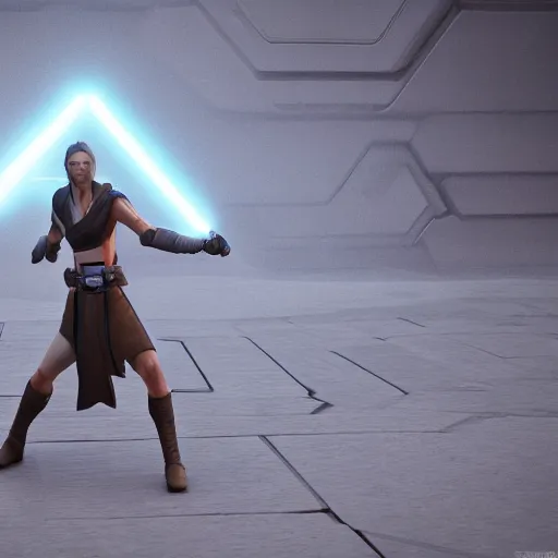 Prompt: 3 d render of a jedi knight from the old republic era rendered by unreal engine 5