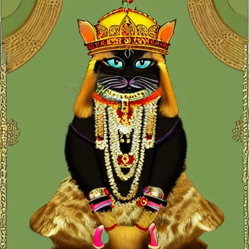 Image similar to create a indian king cat looking like it came from heaven