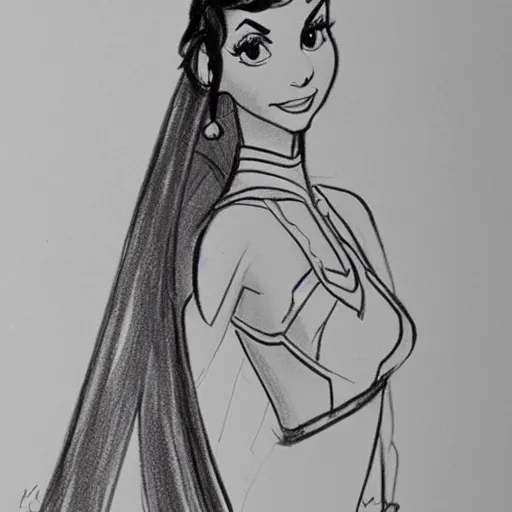 Image similar to milt kahl sketch of victoria justice as princess padme from star wars episode 3