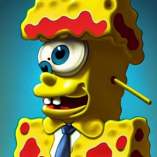 Image similar to spongebob, intricate, elegant, highly detailed, centered, grungy, digital painting, artstation, concept art, smooth, sharp focus, boris vallejo