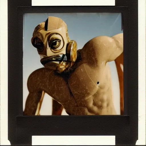 Prompt: Polaroid photo of fragmented greek sculpture of a still of Bee movie