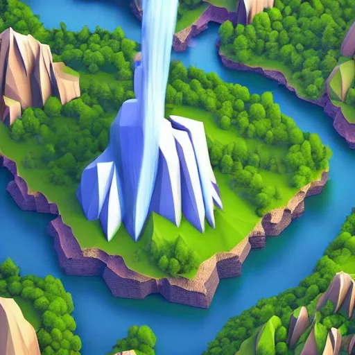 Prompt: low poly art of new york surrounded by waterfalls on a floating island in the sky, isometric art, 3d render, ray tracing, high detail, artstation, concept art, behance, smooth, sharp focus, ethereal lighting, unreal engine 5