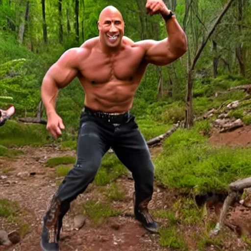 Image similar to dwayne the rock Johnson dancing trail cam