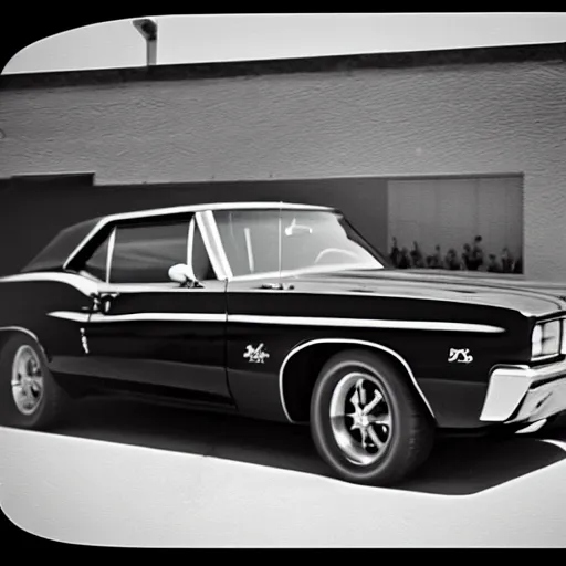 Prompt: still of an american muscle car, film grain