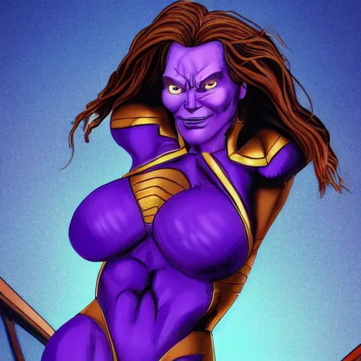 Image similar to thanos wearing a bikini