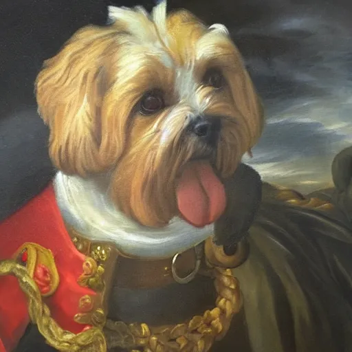 Image similar to an oil painting of dog general in the style of Rubens