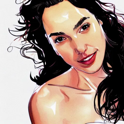 Prompt: a detailed art of gal gadot, beautiful face, perfect body shapes, one of them wearing white panties, red stocking, lustful smile, open posture, full height, detailed face, digital illustration, cinematic view, 4 k
