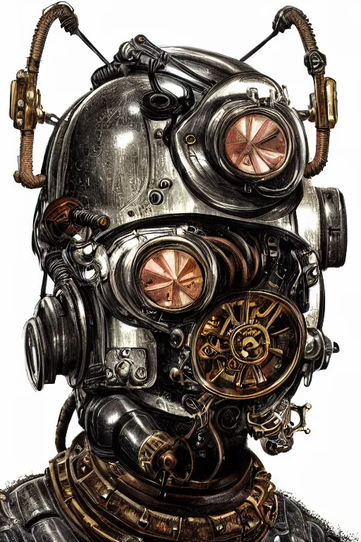 Image similar to steampunk helmet fantasy art mask robot ninja stylized digital illustration sharp focus, elegant intricate digital painting artstation concept art global illumination ray tracing advanced technology chaykin howard and campionpascale and cooke darwyn and davis jack