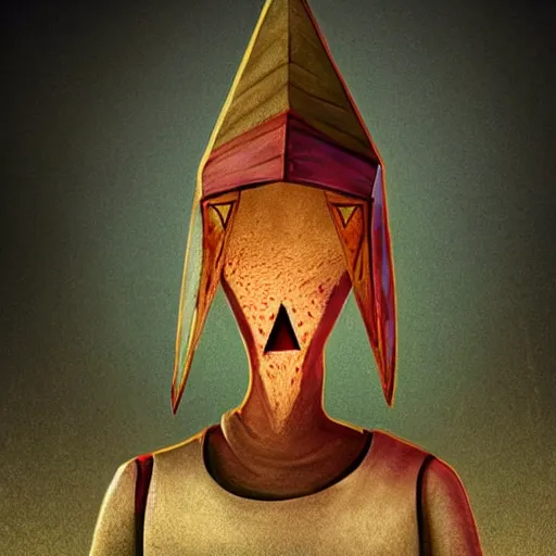 Image similar to pyramid head from silent hill in pixar style, cute colorful adorable, cgi render