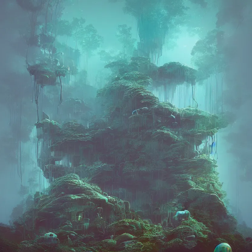 Image similar to the submerging wisdom in the ecosystem acrylic painting by Beeple and CGSociety