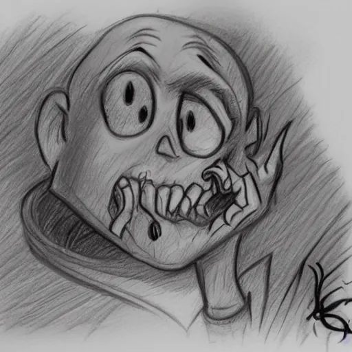 Prompt: 1 2 2 2 milt kahl pencil sketch a lovecraftian zombie horror loomis