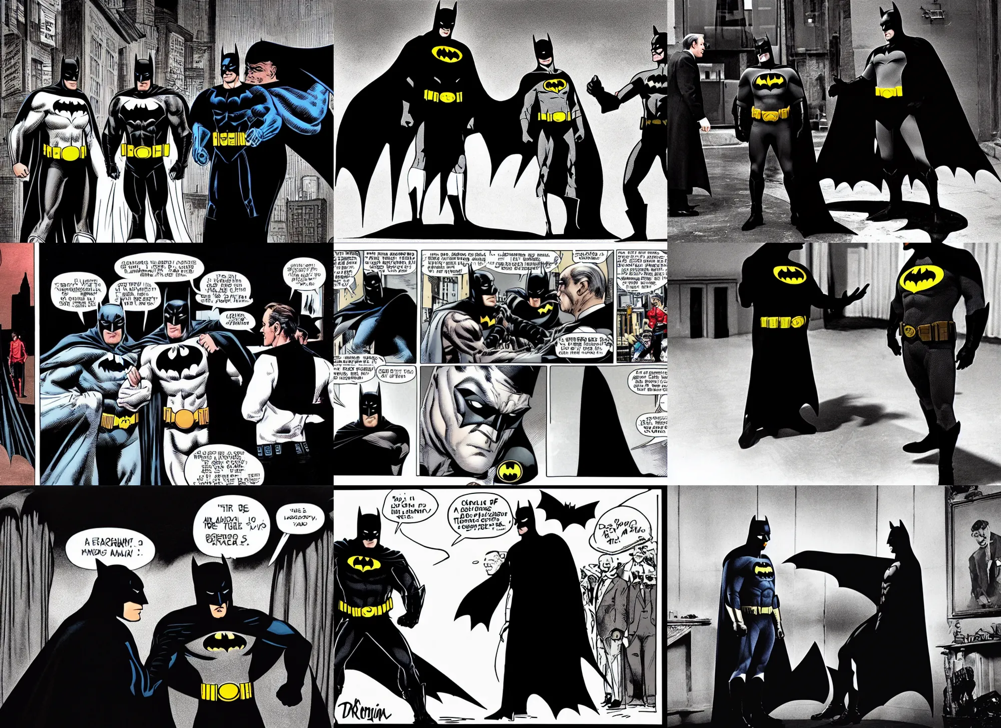 Prompt: Photography, Batman talking with Donald Tramp