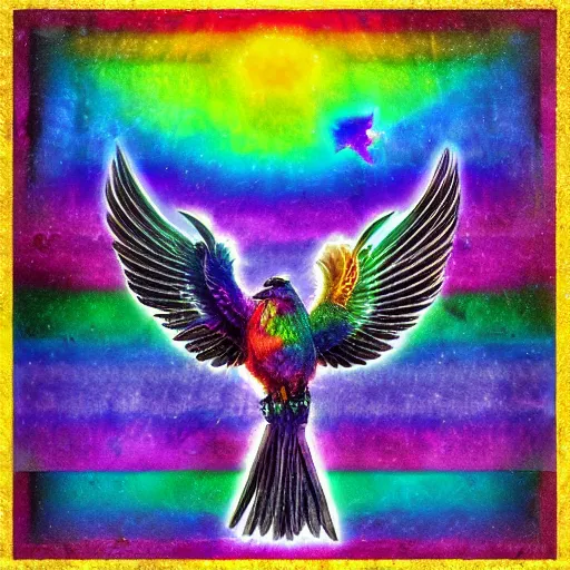 Prompt: rainbow cosmic raven