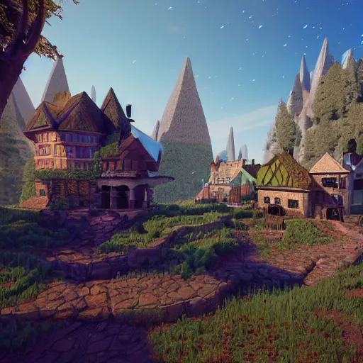 Image similar to vexel map of a fantasy world town : : terrain cartography, fantasy aesthetic, autodesk 3 d rendering, v - ray collection, maverick studio, arnold 3 d render, blender render, indigo renderer, redshift render, enscape render, maxwell render, luxcorerender, renderman, lumion render, marmoset render