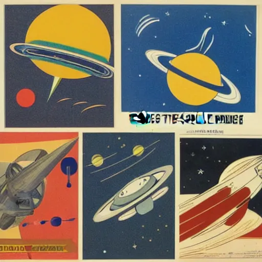 Image similar to A mid-century modern collage of Space Travel.