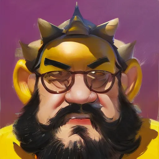 Image similar to greg manchess portrait painting of wario eggman, medium shot, asymmetrical, profile picture, organic painting, sunny day, matte painting, bold shapes, hard edges, street art, trending on artstation, by huang guangjian and gil elvgren and sachin teng