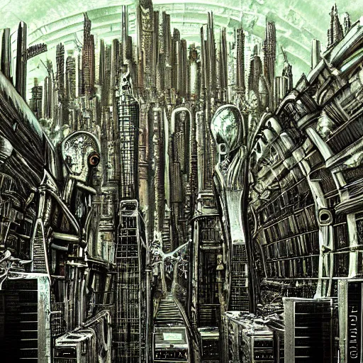 Prompt: alien city by h. r giger digital art