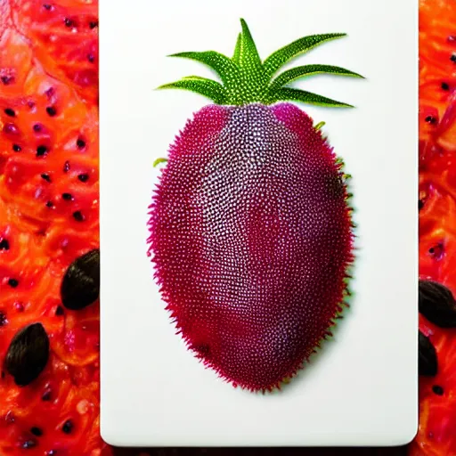 Image similar to dragonfruit portrait of henry cavill, made of dragonfruit seeds, inside a dragonfruit