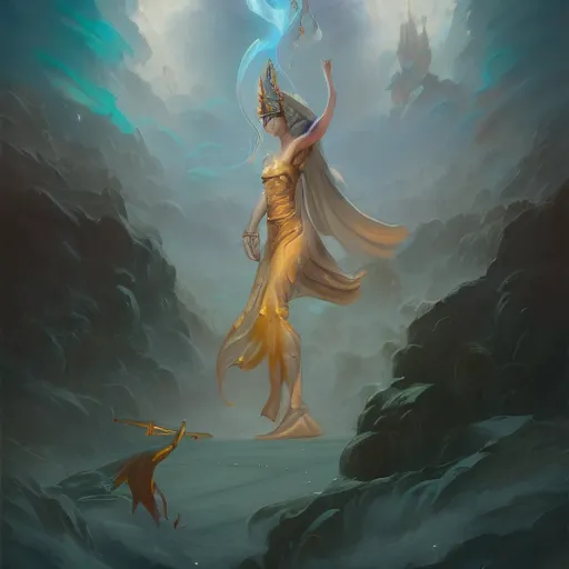 Prompt: the goddess of fate by pete mohrbacher and greg rutkowski, digital art, unreal engine, wlop, trending on artstation, 4K UHD image