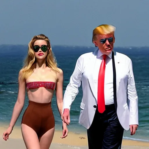 Prompt: amber heard with Donald Trump on vacation