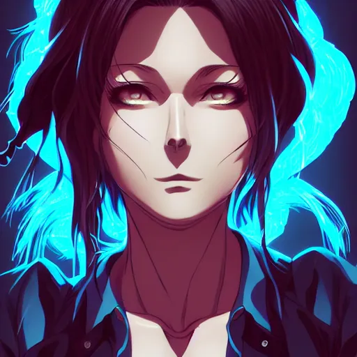 Image similar to a portrait of revy from black lagoon manga, symmetrical eyes, symmetrical face, art by lois van baarle and loish and ross tran and rossdraws and sam yang and samdoesarts and artgerm, digital art, highly detailed, intricate, sharp focus, trending on artstation hq, deviantart, unreal engine 5, 4 k uhd image